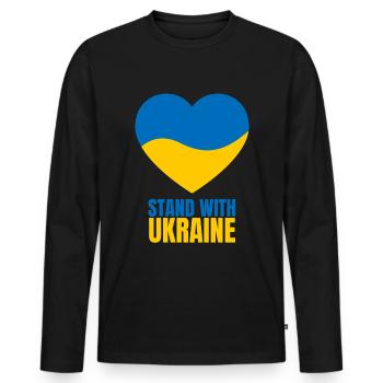 Stand avec Ukraine Vintage Ukraine Flag - T-shirt manches longues Premium bio Homme - noir - Devant - Nico (187cm)