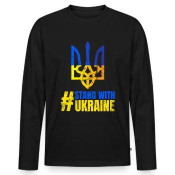 Stand avec Ukraine Vintage Ukraine Flag - T-shirt manches longues Premium bio Homme - noir - Devant - Nico (187cm)