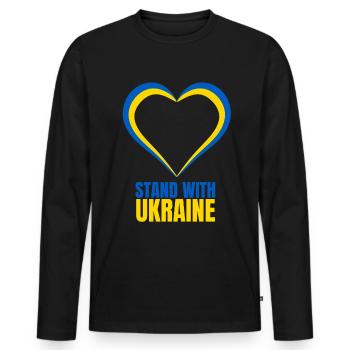 Stand avec Ukraine Vintage Ukraine Flag - T-shirt manches longues Premium bio Homme - noir - Devant - Nico (187cm)