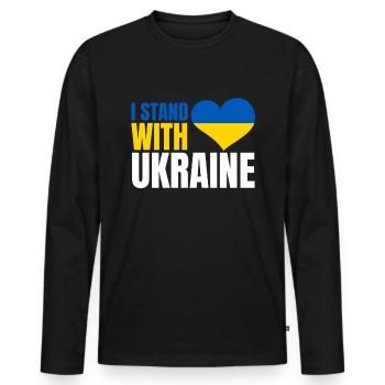 I stand with Ukraine Flag - Men's Premium Organic Long Sleeve Shirt - black - Front - Nico (187cm)