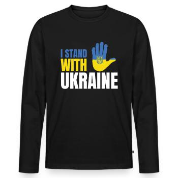 I stand with Ukraine Flag - Men's Premium Organic Long Sleeve Shirt - black - Front - Nico (187cm)