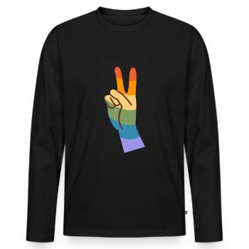 LGBTQ Gay Pride Month Rainbow Love is Love - Männer Premium Bio Langarmshirt - Schwarz - Vorne - Nico (187cm)