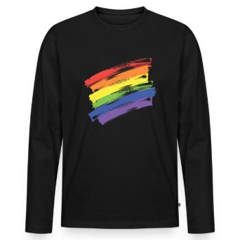 LGBTQ Gay Pride Month Rainbow Love is Love - Männer Premium Bio Langarmshirt - Schwarz - Vorne - Nico (187cm)