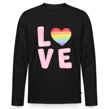 LGBTQ Gay Pride Month Rainbow Love is Love - Männer Premium Bio Langarmshirt - Schwarz - Vorne - Nico (187cm)