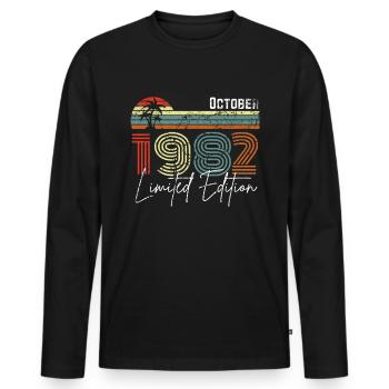 40 ans Octobre 1982 Vintage Édition Limitée - T-shirt manches longues Premium bio Homme - noir - Devant - Nico (187cm)