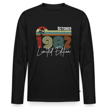 40 ans Octobre 1982 Vintage Édition Limitée - T-shirt manches longues Premium bio Homme - noir - Devant - Nico (187cm)