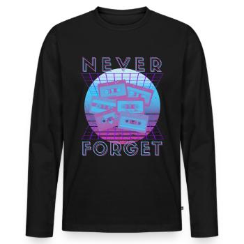 Never Forget Retro 80s 90s Nostalgia - Men's Premium Organic Long Sleeve Shirt - black - Front - Nico (187cm)