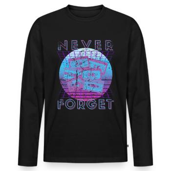 Never Forget Retro 80s 90s Nostalgia - Men's Premium Organic Long Sleeve Shirt - black - Front - Nico (187cm)