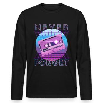 Never Forget Retro 80s 90s Nostalgia - Men's Premium Organic Long Sleeve Shirt - black - Front - Nico (187cm)