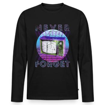 Never Forget Retro 80s 90s Nostalgia - Men's Premium Organic Long Sleeve Shirt - black - Front - Nico (187cm)