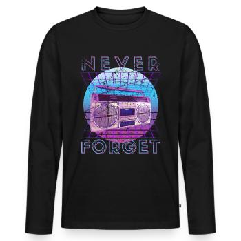 Never Forget Retro 80s 90s Nostalgia - Men's Premium Organic Long Sleeve Shirt - black - Front - Nico (187cm)
