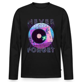 Never Forget Retro 80s 90s Nostalgia - Men's Premium Organic Long Sleeve Shirt - black - Front - Nico (187cm)