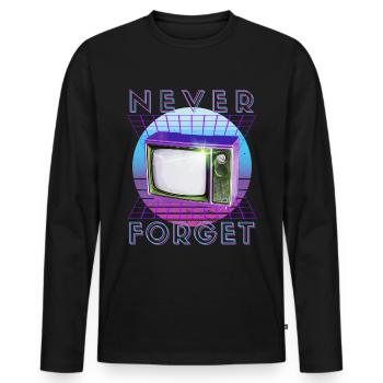 Never Forget Retro 80s 90s Nostalgia - Men's Premium Organic Long Sleeve Shirt - black - Front - Nico (187cm)