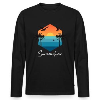Summertime Summer Shirt Women Men - Men's Premium Organic Long Sleeve Shirt - black - Front - Nico (187cm)