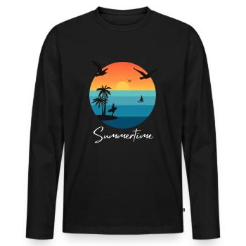 Summertime Summer Shirt Women Men - Men's Premium Organic Long Sleeve Shirt - black - Front - Nico (187cm)