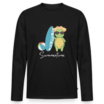 Summertime Summer Shirt Women Men - Men's Premium Organic Long Sleeve Shirt - black - Front - Nico (187cm)