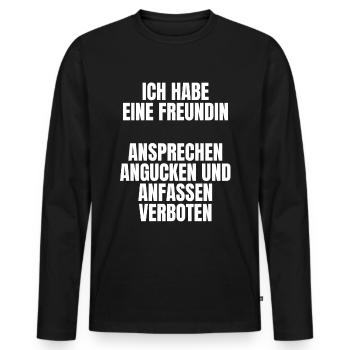 Ich Habe Eine Freundin Ansprechen Verboten - Männer Premium Bio Langarmshirt - Schwarz - Vorne - Nico (187cm)