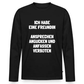 Ich Habe Eine Freundin Ansprechen Verboten - Männer Premium Bio Langarmshirt - Schwarz - Vorne - Nico (187cm)