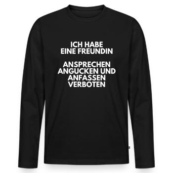 Ich Habe Eine Freundin Ansprechen Verboten - Männer Premium Bio Langarmshirt - Schwarz - Vorne - Nico (187cm)