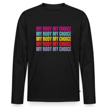Mon corps Mon choix Pro Choice Féministe - T-shirt manches longues Premium bio Homme - noir - Devant - Nico (187cm)