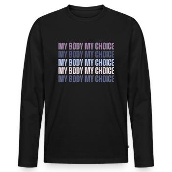 Mon corps Mon choix Pro Choice Féministe - T-shirt manches longues Premium bio Homme - noir - Devant - Nico (187cm)