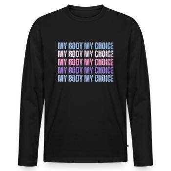 Mon corps Mon choix Pro Choice Féministe - T-shirt manches longues Premium bio Homme - noir - Devant - Nico (187cm)