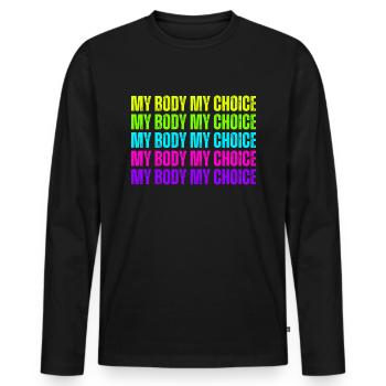 Mon corps Mon choix Pro Choice Féministe - T-shirt manches longues Premium bio Homme - noir - Devant - Nico (187cm)
