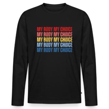 Mon corps Mon choix Pro Choice Féministe - T-shirt manches longues Premium bio Homme - noir - Devant - Nico (187cm)
