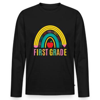 First grade teachers back to school - Men's Premium Organic Long Sleeve Shirt - black - Front - Nico (187cm)