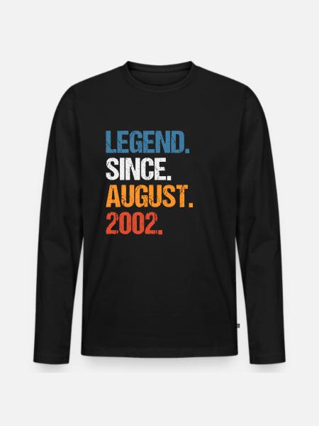 Legend Since August 2002 Birthday - Men's Premium Organic Long Sleeve Shirt - black