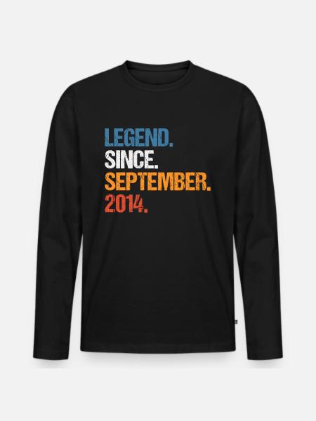 Legend Since September 2014 Birthday - Men's Premium Organic Long Sleeve Shirt - black