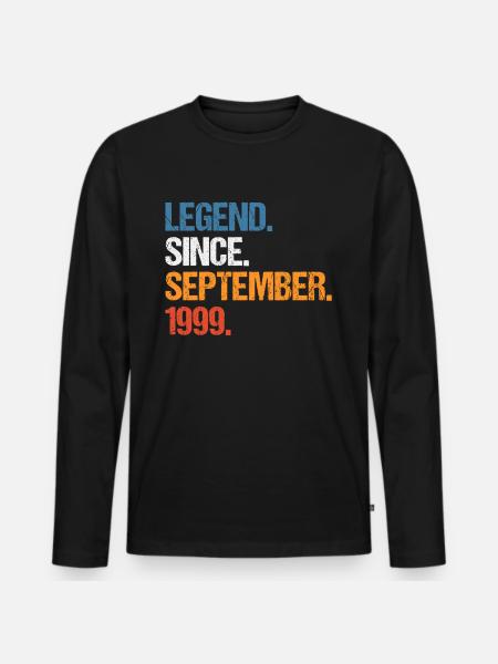 Légende depuis septembre 1999 Anniversaire - T-shirt manches longues Premium bio Homme - noir