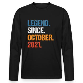 Legend Since October 2021 Birthday - Men's Premium Organic Long Sleeve Shirt - black - Front - Nico (187cm)