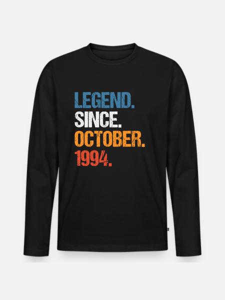 Legend Since October 1994 Birthday - Men's Premium Organic Long Sleeve Shirt - black
