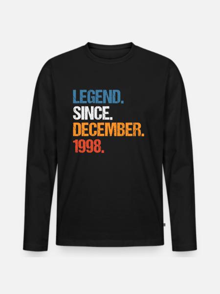 Legend Since December 1998 Birthday - Men's Premium Organic Long Sleeve Shirt - black