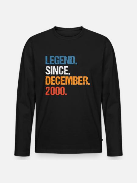 Legend Since December 2000 Birthday - Men's Premium Organic Long Sleeve Shirt - black