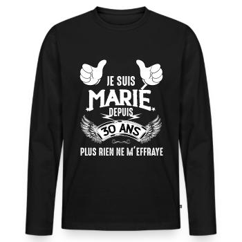 Noces De Perle Mariage 30 Ans - T-shirt manches longues Premium bio Homme - noir - Devant - Nico (187cm)