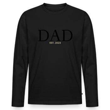Papa 2023 Papa en devenir-fête des pères Papa - T-shirt manches longues Premium bio Homme - noir - Devant - Nico (187cm)