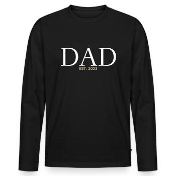 Papa 2023 Papa en devenir-fête des pères Papa - T-shirt manches longues Premium bio Homme - noir - Devant - Nico (187cm)