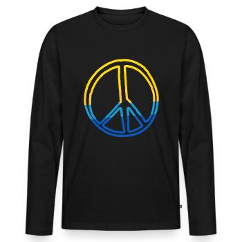 Soutenez l’Ukraine, la paix et non la guerre - T-shirt manches longues Premium bio Homme - noir - Devant - Nico (187cm)