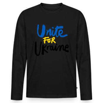 Stand with Ukraine Peace No War - Männer Premium Bio Langarmshirt - Schwarz - Vorne - Nico (187cm)