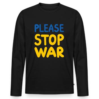 Stand with Ukraine Peace No War - Männer Premium Bio Langarmshirt - Schwarz - Vorne - Nico (187cm)