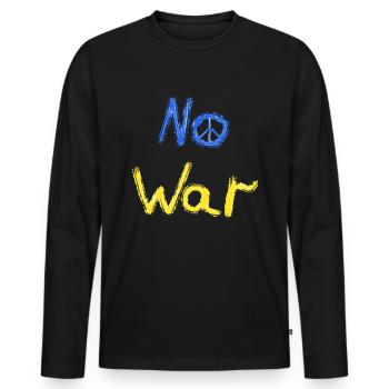 Soutenez l’Ukraine, la paix et non la guerre - T-shirt manches longues Premium bio Homme - noir - Devant - Nico (187cm)