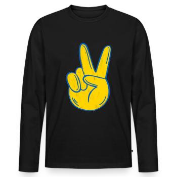 Soutenez l’Ukraine, la paix et non la guerre - T-shirt manches longues Premium bio Homme - noir - Devant - Nico (187cm)