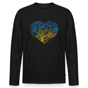 Stand with Ukraine Peace No War - Männer Premium Bio Langarmshirt - Schwarz - Vorne - Nico (187cm)
