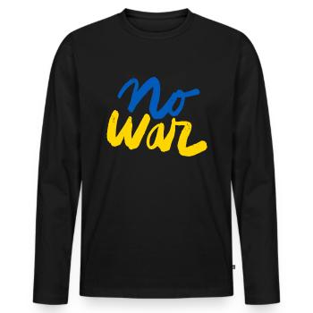 Stand with Ukraine Peace No War - Men's Premium Organic Long Sleeve Shirt - black - Front - Nico (187cm)