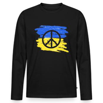 Soutenez l’Ukraine, la paix et non la guerre - T-shirt manches longues Premium bio Homme - noir - Devant - Nico (187cm)