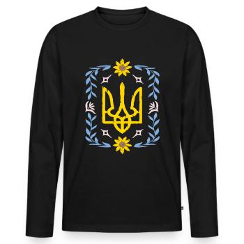 Stand with Ukraine Peace No War - Männer Premium Bio Langarmshirt - Schwarz - Vorne - Nico (187cm)
