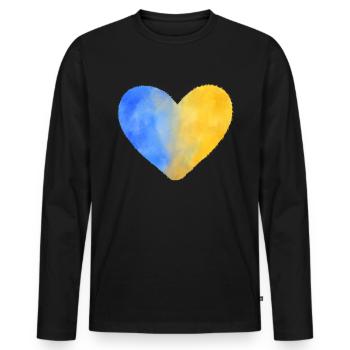Soutenez l’Ukraine, la paix et non la guerre - T-shirt manches longues Premium bio Homme - noir - Devant - Nico (187cm)