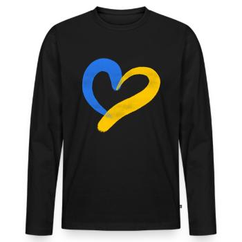 Soutenez l’Ukraine, la paix et non la guerre - T-shirt manches longues Premium bio Homme - noir - Devant - Nico (187cm)